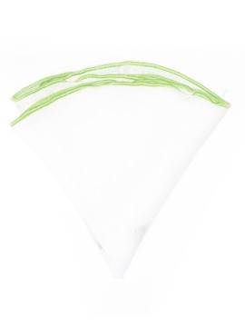 White Linen/Lawn Green Trim Linen Pocket Circle